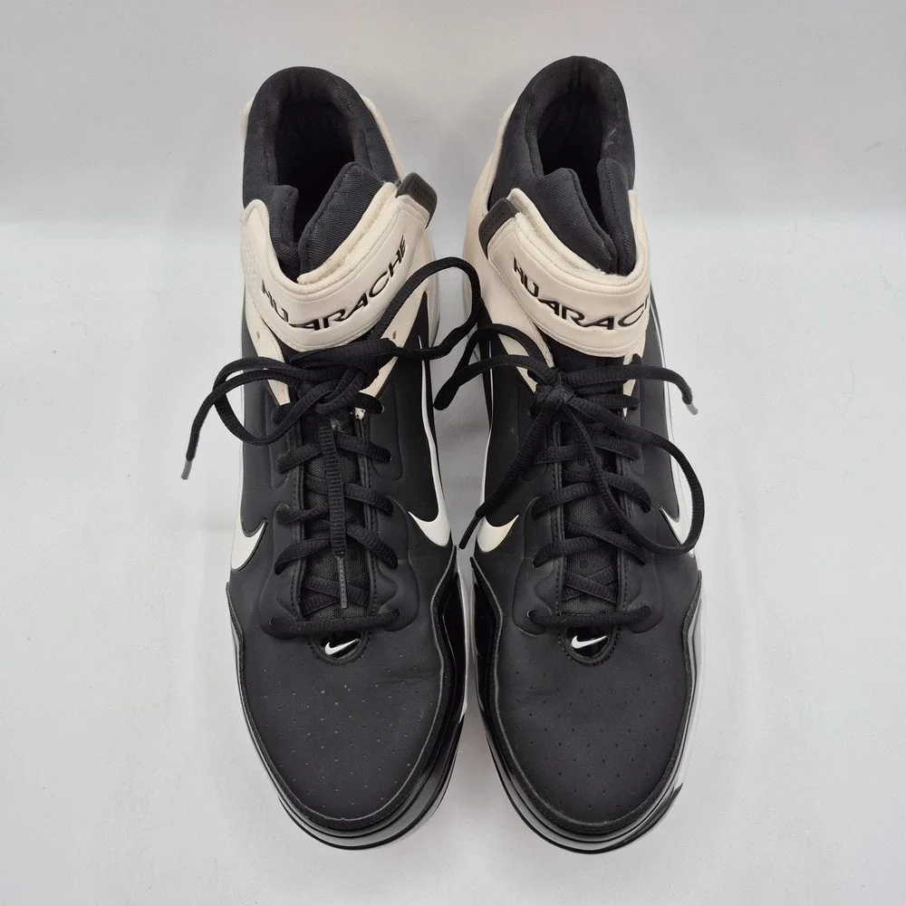 Nike Huarache Baseball Cleats Shoes Mens 14 Black White Metal Mid 467796-011‎